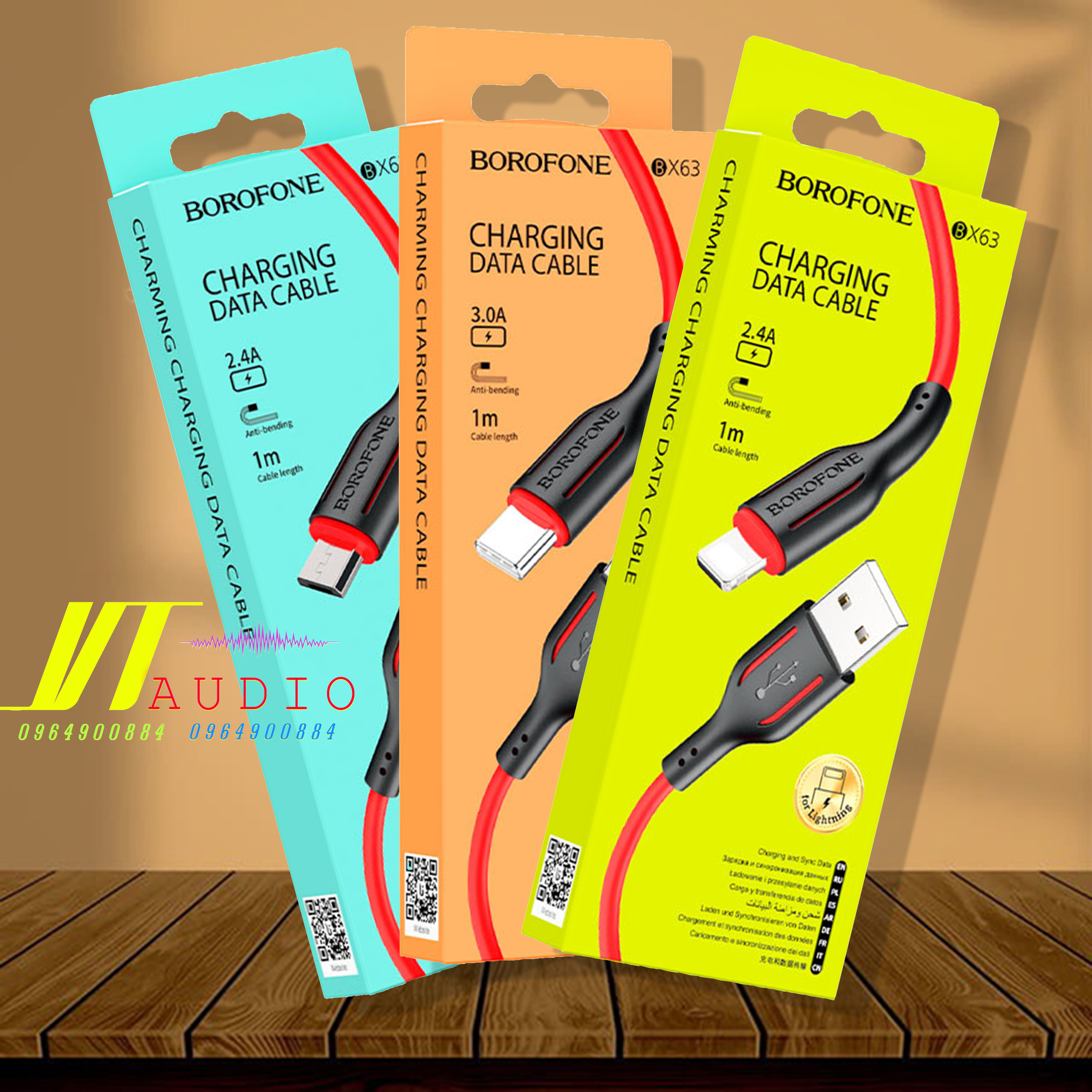 Cáp sạc BOROFONE BX63,dây sạc điện thoại iphone, cáp sạc điện thoai iphone, cáp sặc iphone.