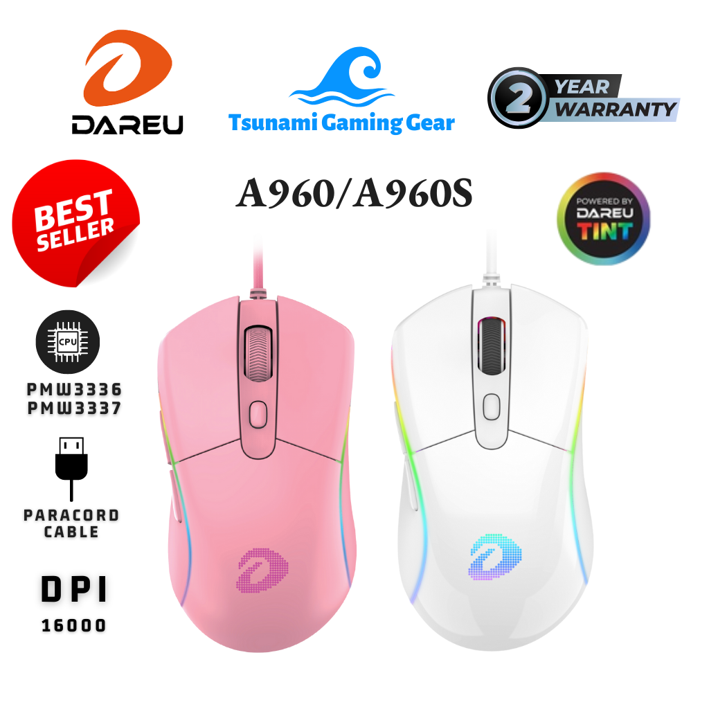 Chuột gaming dareu a960s ultralight queen / artic rgb/ pwm3336 - pwm3337