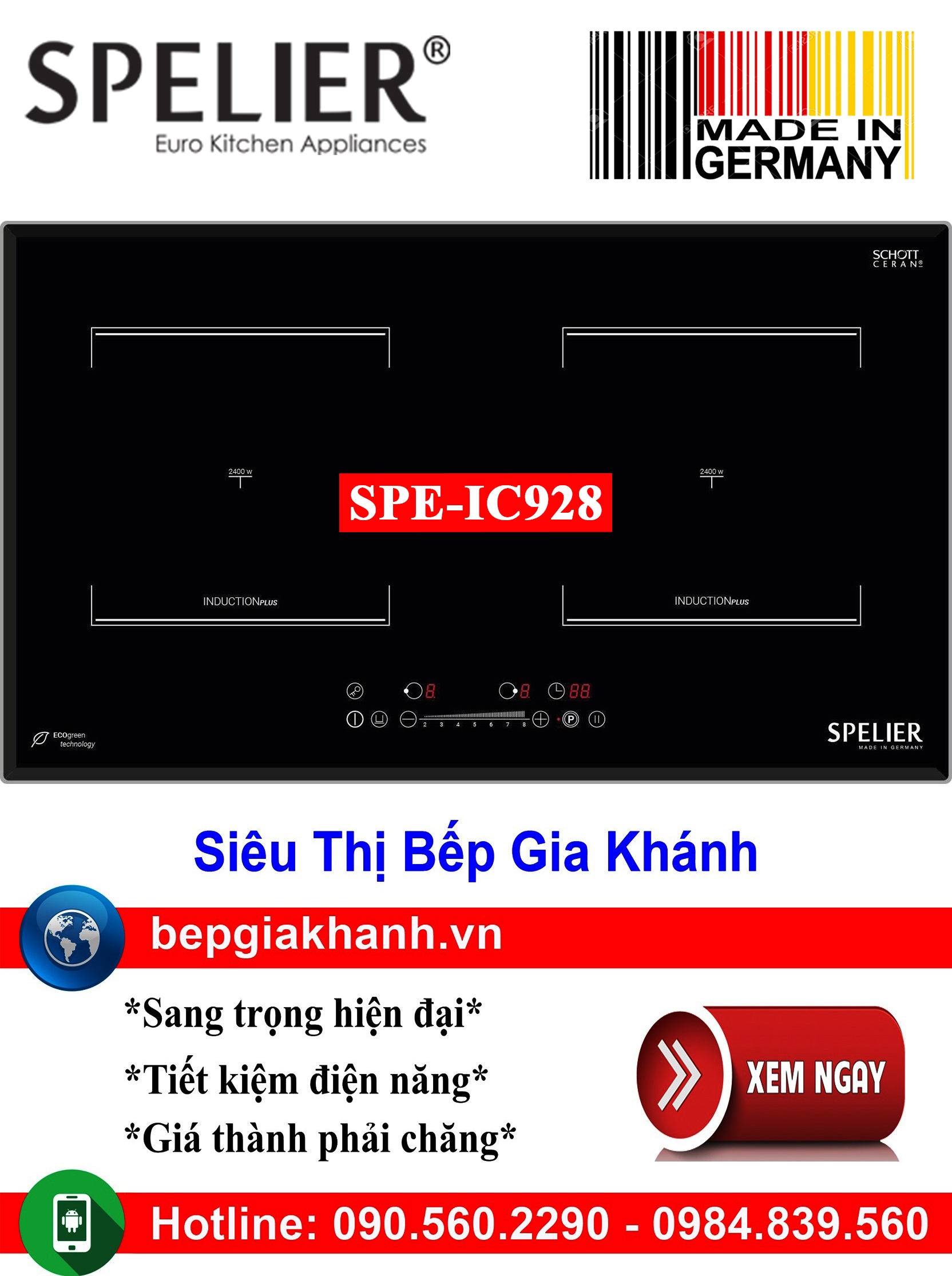 [HCM]Bếp từ đôi Spelier SPE-IC928 nhập khẩu Đức, bếp từ, bếp điện từ, bếp từ đôi, bếp điện từ đôi, bếp từ giá rẻ, bếp điện từ giá rẻ, bếp từ đơn, bep tu don, bep tu