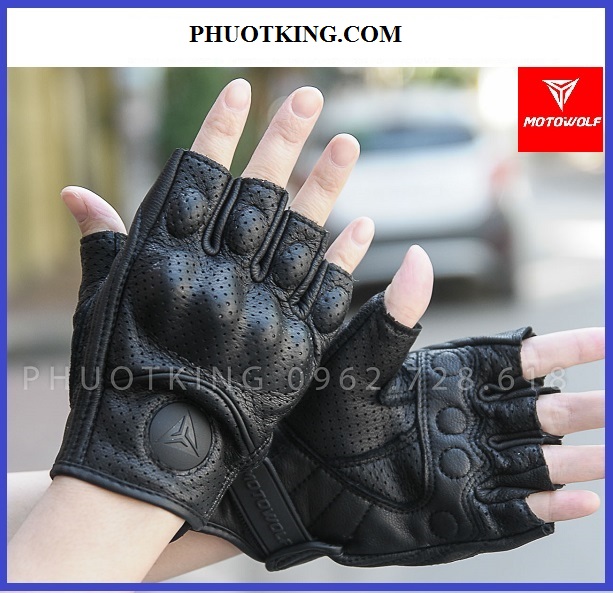 Găng tay Motowolf cụt ngón da thật