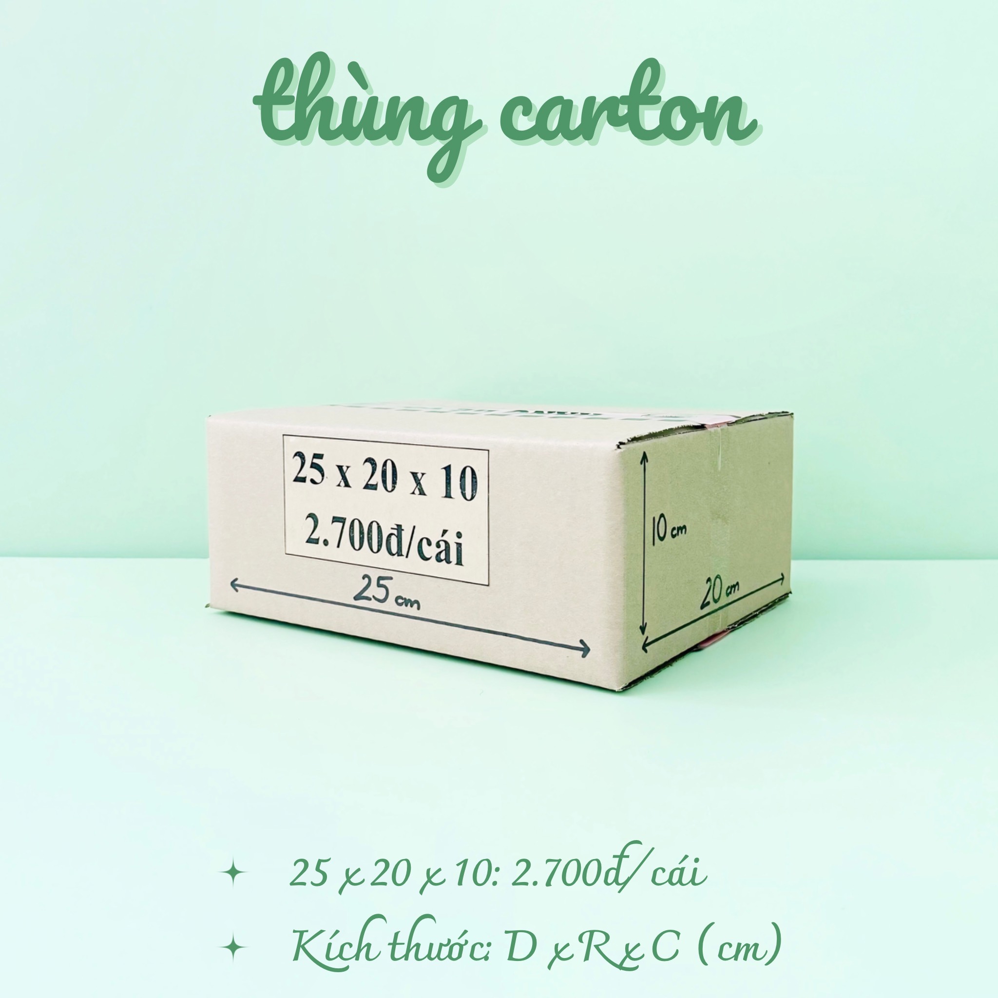 Combo 50 hộp carton 25x20x10 cm
