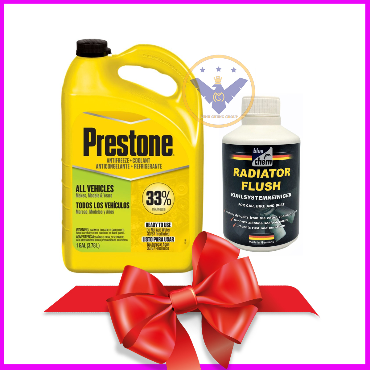 Nước làm mát động cơ ô tô prestone can 3.78l+ súc két nước 300ml