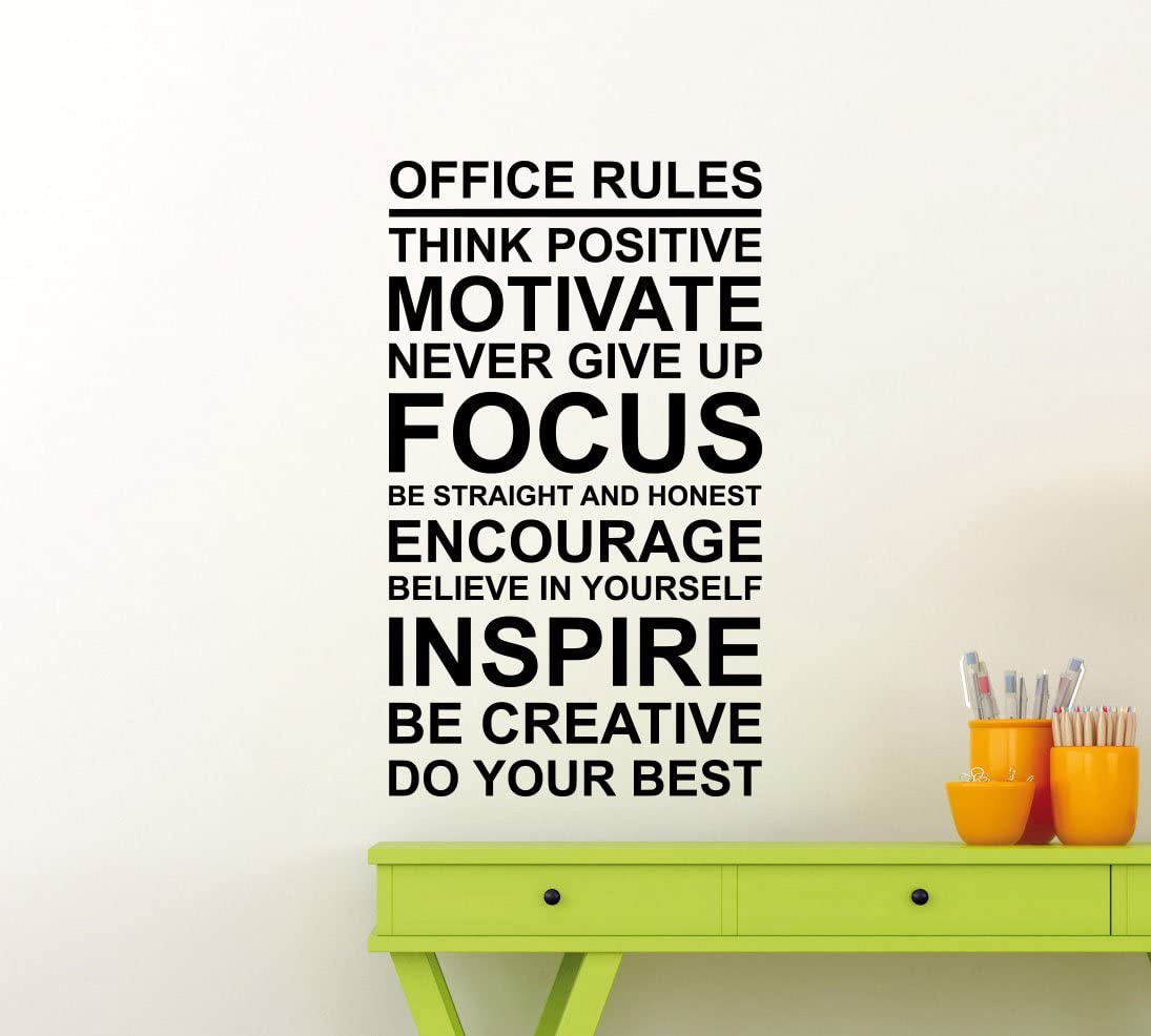 Decal Dán Tường Tiếng Anh Trang Trí Văn Phòng, Phòng Làm Việc "Office Rules" AmyShop