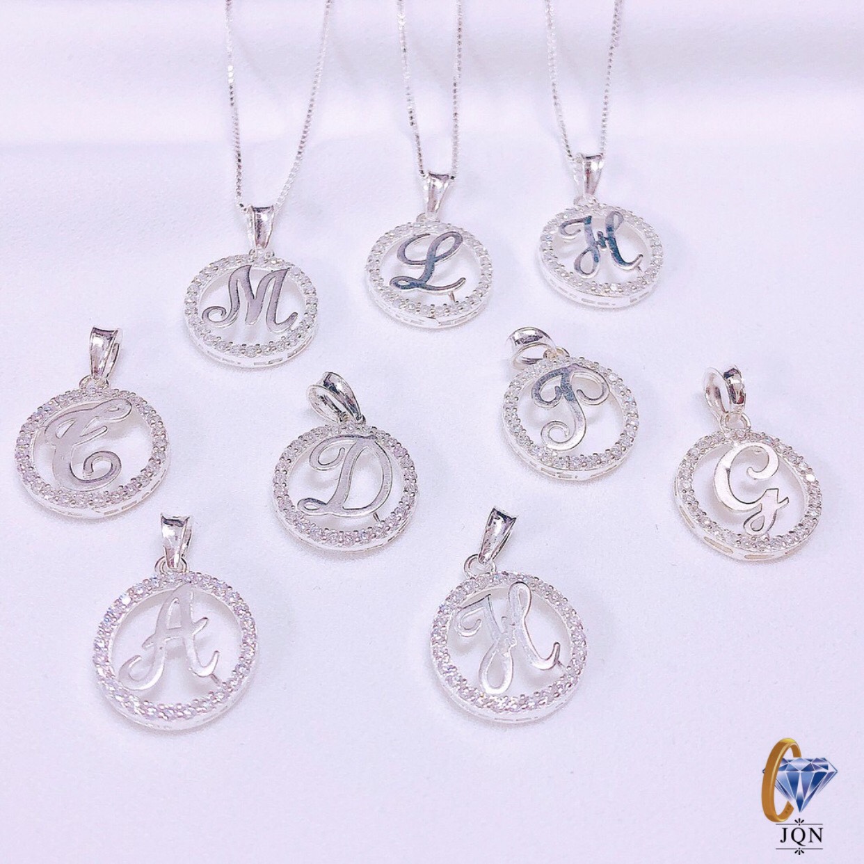Dây chuyền bạc nữ đẹp mặt chữ cái thời trang- JQN gian hàng chính hãng cam kết Bạc chuẩn, Chất lượng không lo đen xỉn