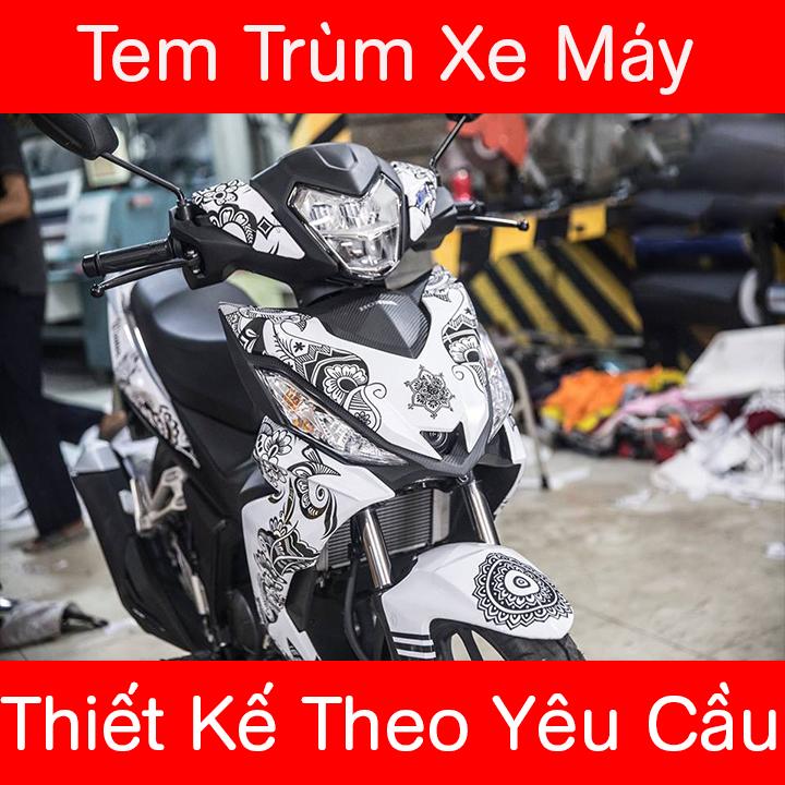 Tem trùm xe winner trắng hoa văn