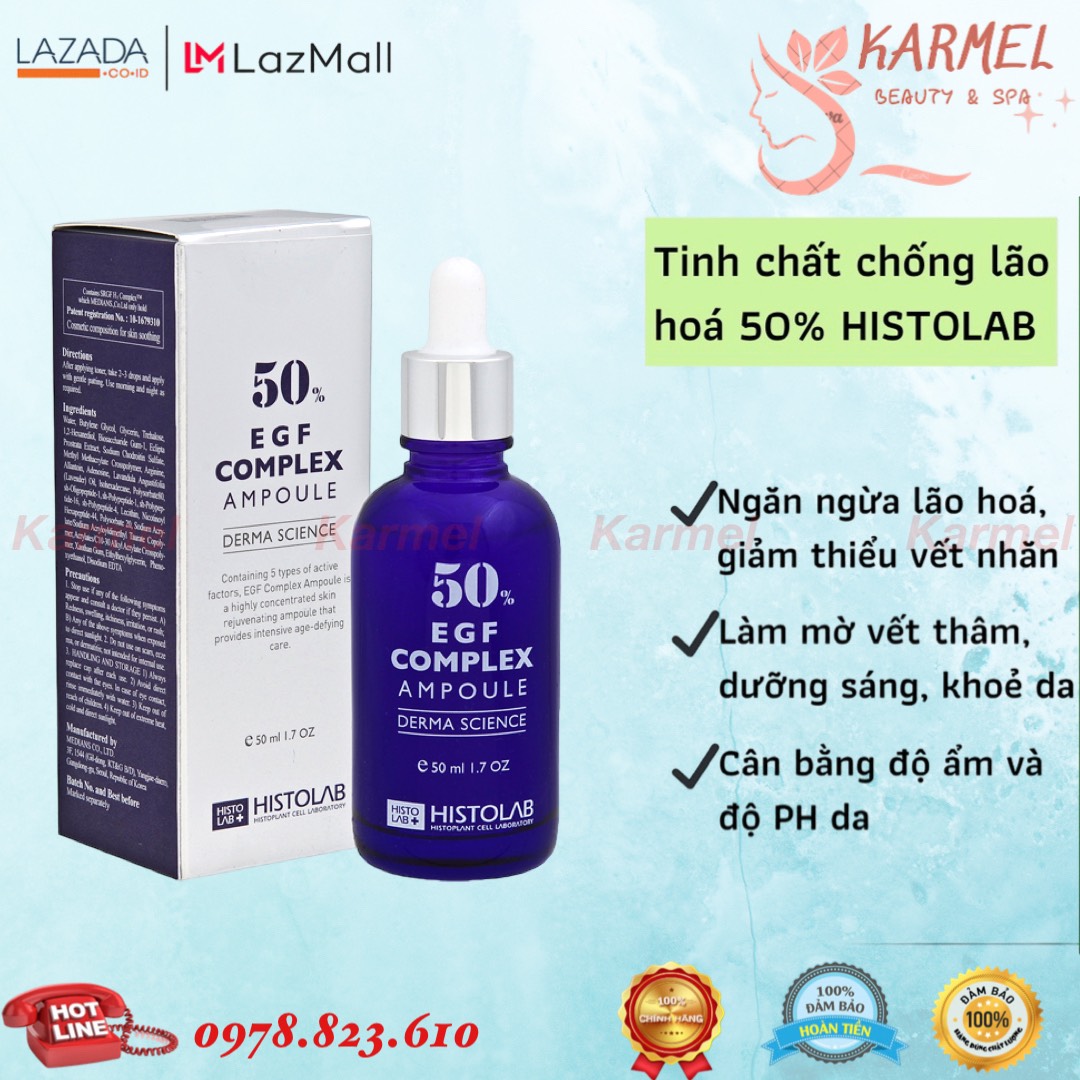 Serum tinh chất tế bào gốc trẻ hóa da histolab 50% egf complex ampoule derma science 50ml - karmel chính hãng