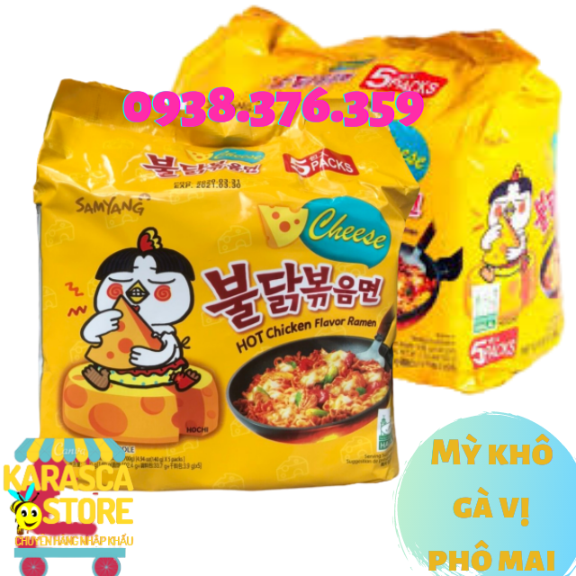 Lốc 5 Gói Mì Khô Gà Cay Vị Phô Mai Samyang Hàn Quốc 140gr/Gói