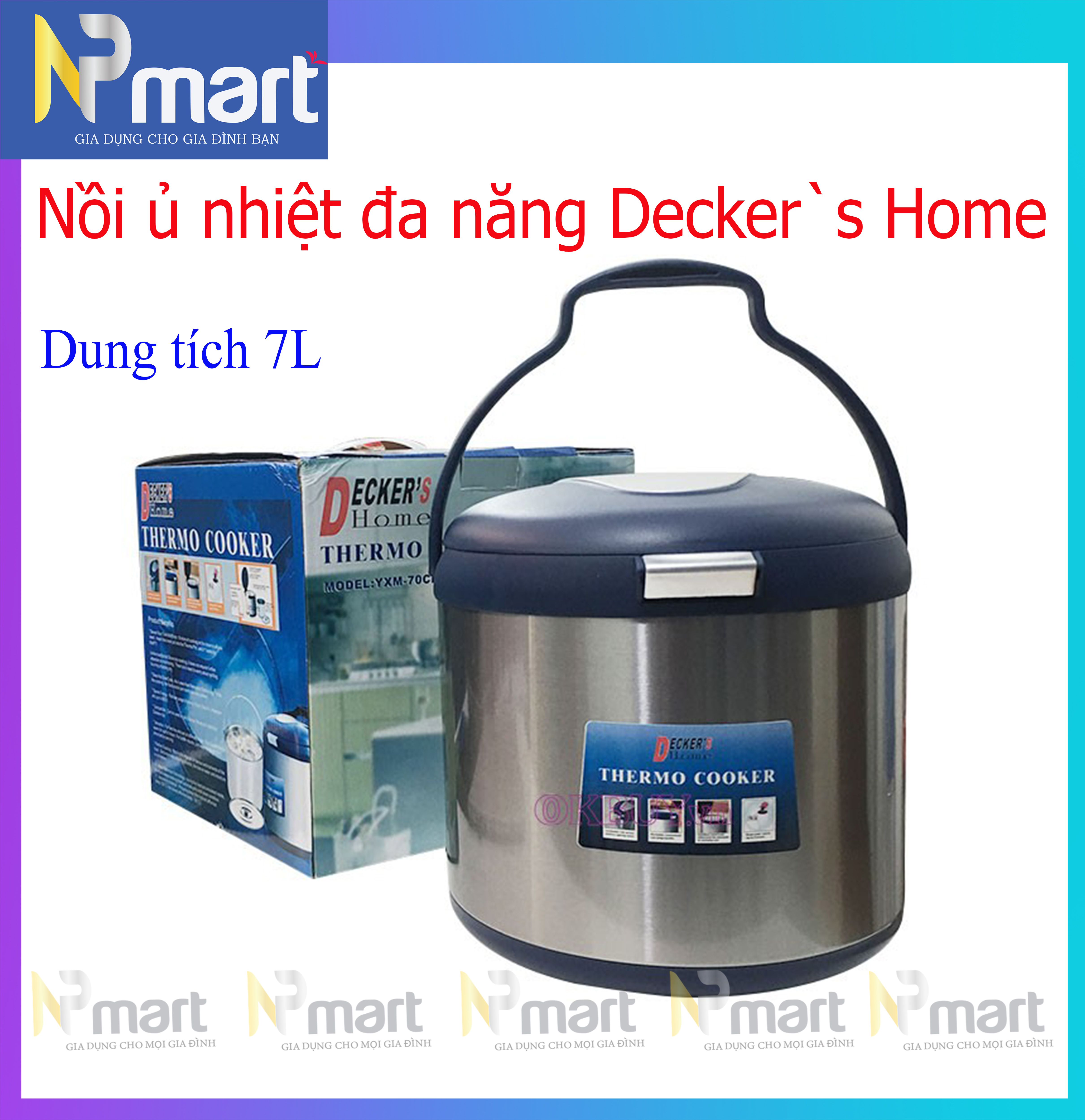 Nồi ủ nhiệt đa năng 7l decker’s home 7 lít yxm-70cf - hàng chính hãng