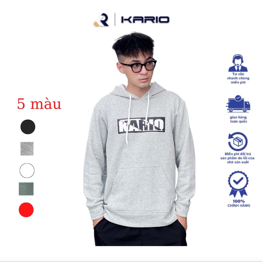 Áo hoodie nam kario vải nỉ cotton cào lông kr22-01