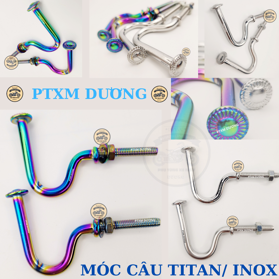 Móc lưỡi câu Inox, Titan, móc treo xe máy loại dày, chắc chắn, siêu đẹp, tiện dụng cho nhiều dòng xe