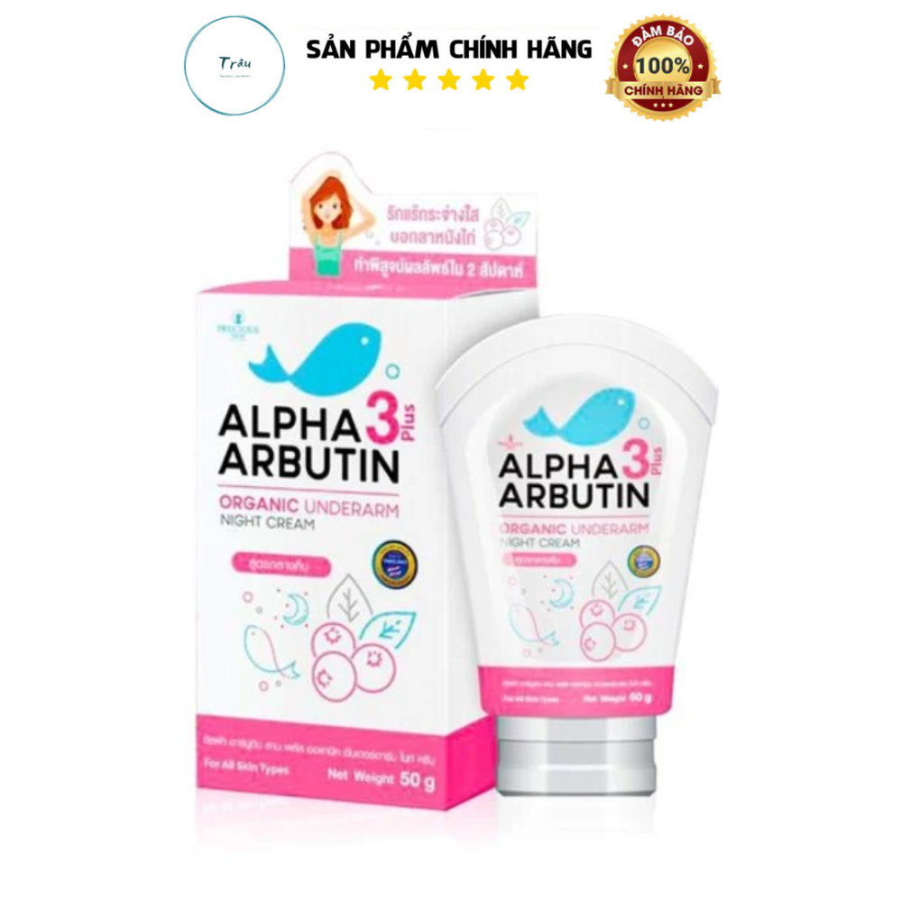 Kem mờ thâm nách alpha arbutin organic underarm night cream thái lan 50g – cho vùng da nách mềm mại, thơm tho