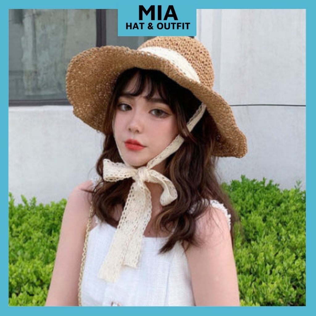 Mũ cói nàng thơ nón cói xinh xẻo nữ tính cho các nàng bánh bèo vintage mã miam013