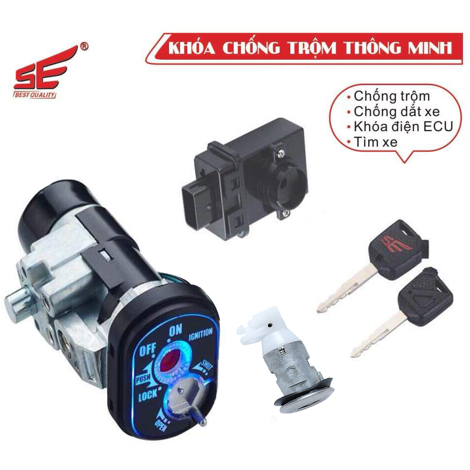 Ổ khóa chống trộm Winner 150cc dòng 2 cạnh mặt đèn led, chống trộm siêu cấp, chống dắt xe, tìm xe trong bán kính 50m