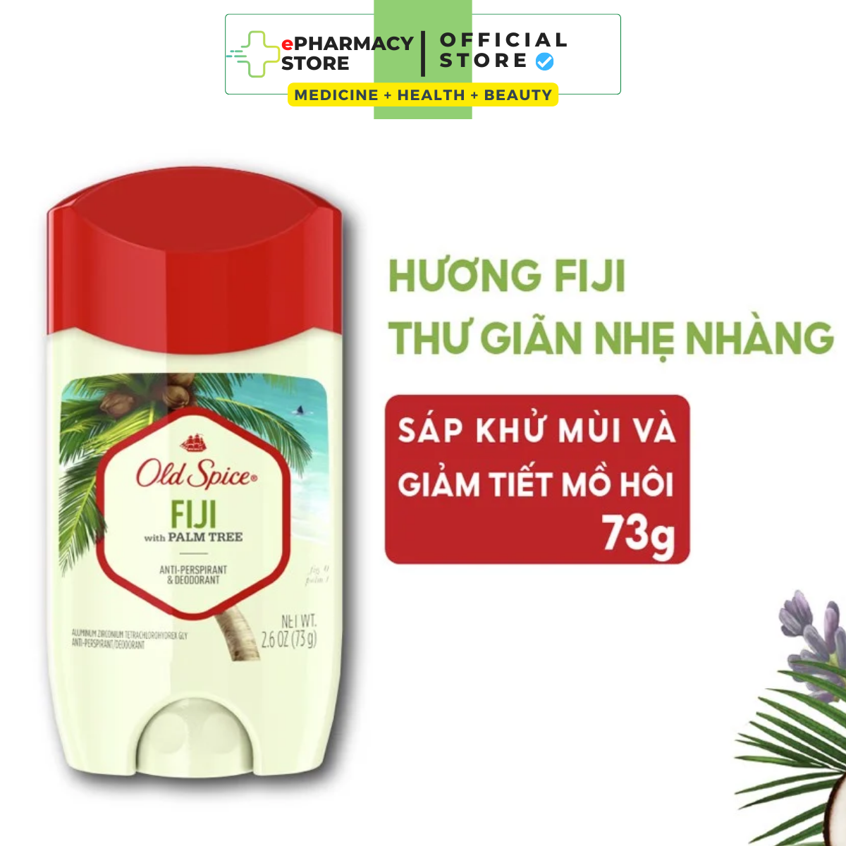 Sáp Khử Mùi Old Spice Fiji with Palm Tree Anti-Perspirant & Deodorant ngăn tiết mồ hôi 73g
