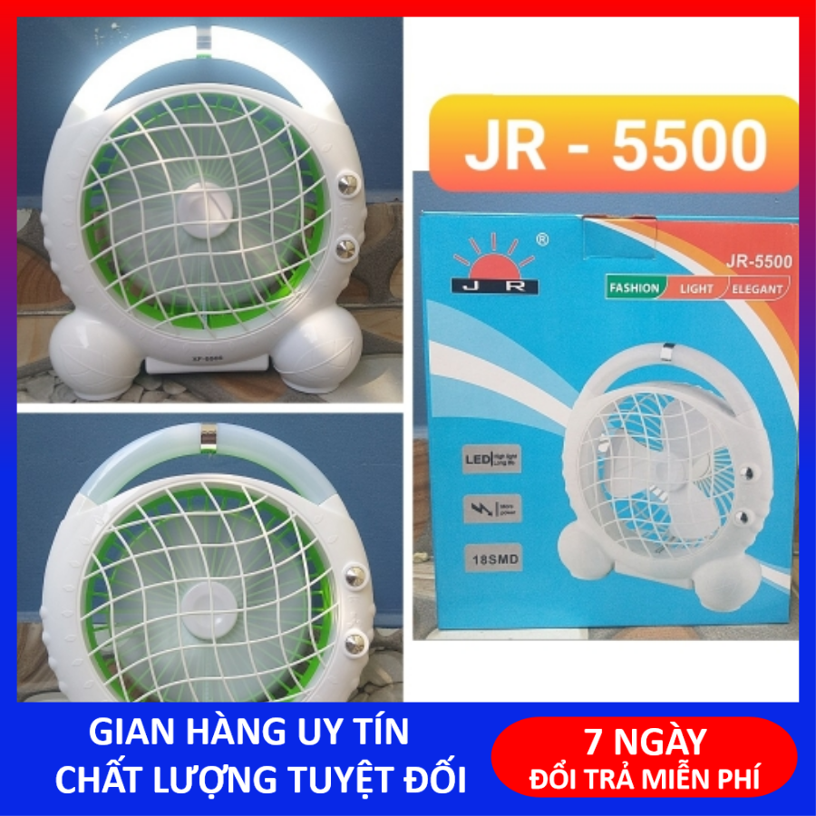 Quạt sạc tích điện có đèn led để bàn siêu mát, Quạt Đèn JR-5500, Quạt bàn tích điện
