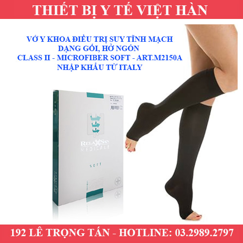 Vớ y khoa điều trị suy tĩnh mạch, dạng gối, hở ngón class ii - microfiber soft - art.m2150a - hộp 2 chiếc
