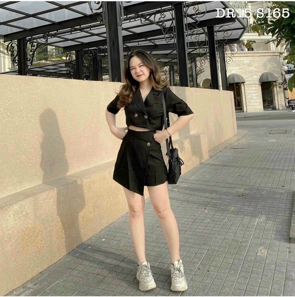 SÉT BỘ CHÂN VÁY ÁO SƠ MI CỔ VEST CÁ TÍNH