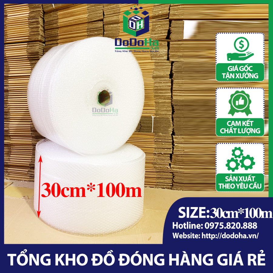 Xốp nổ 30cm x 100m (LOẠI 1 đủ cân) - Cuộn bóng khí Gói hàng, Xốp Bọc hàng chống sốc giá tận xưởng/ Bọc Bong Bóng