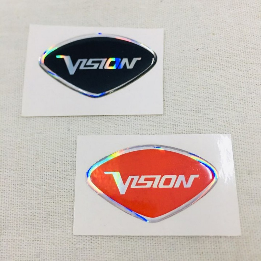 Tem logo chữ vision trang trí xe