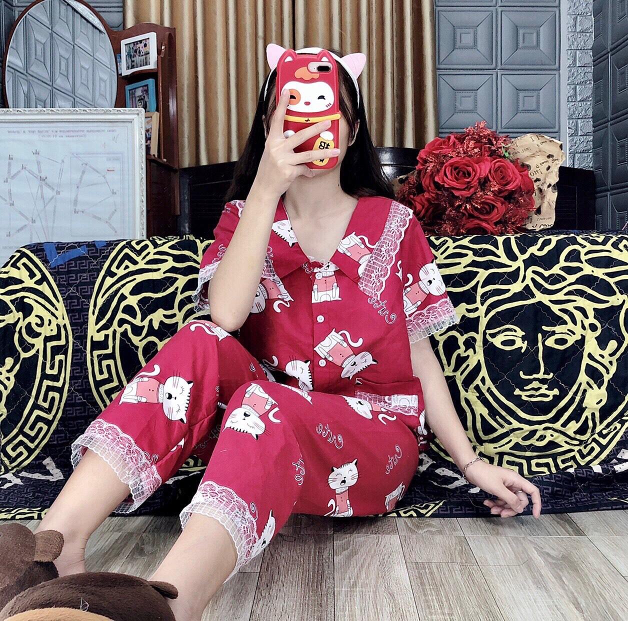 Bộ Pijama mặt ở nhà hình mèo -MTB