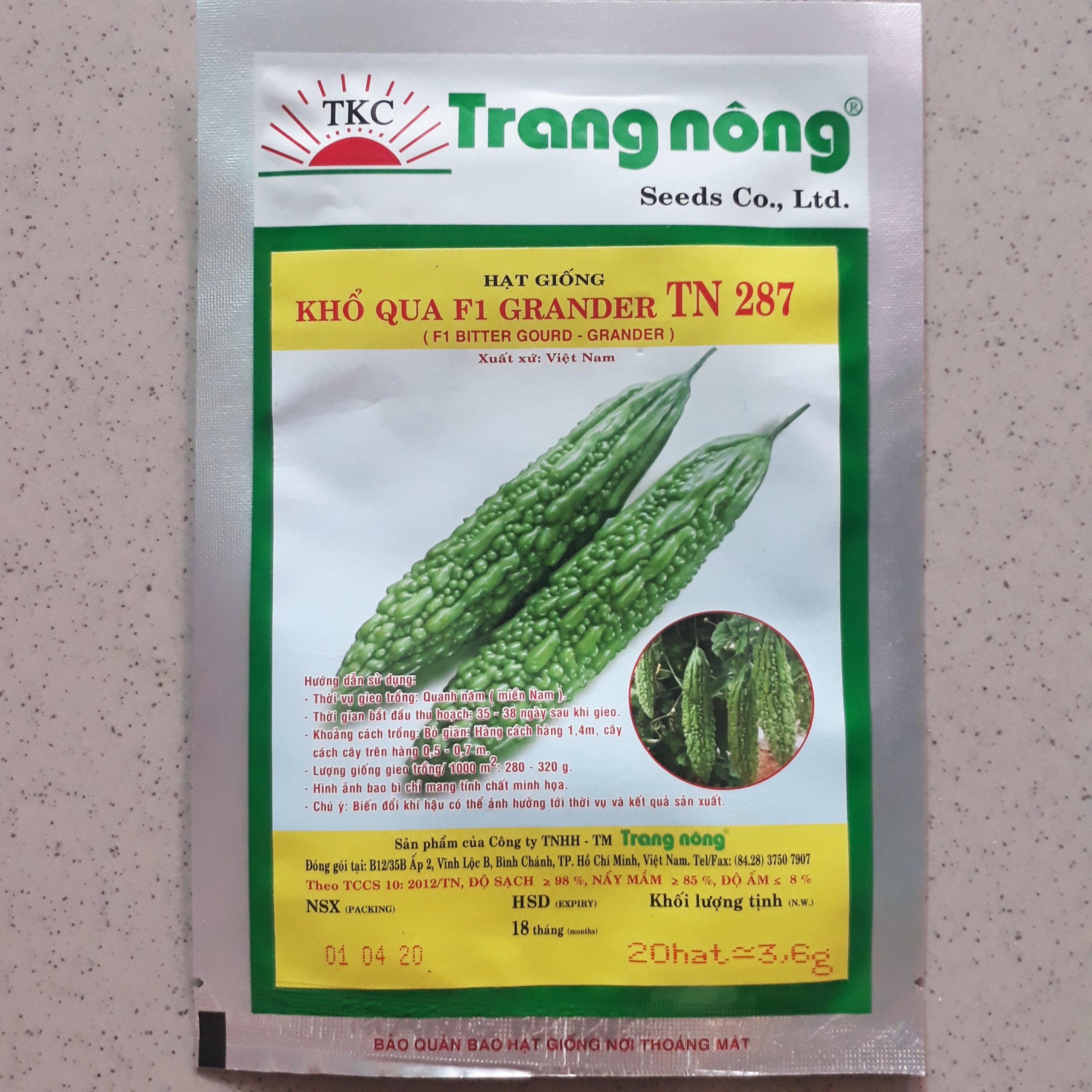 Hạt giống Khổ Qua F1 Trang Nông TN287 gói 3.6g - Hạt giống Trang Nông