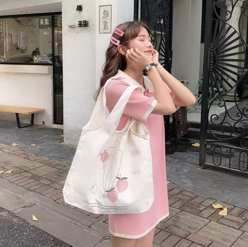 [HCM][GIÁ GỐC] Túi tote vải coton canvas loại mềm quai liền túi to phong cách Hàn Quốc mix đồ đi chơi  đi học  đi dạo đều ok