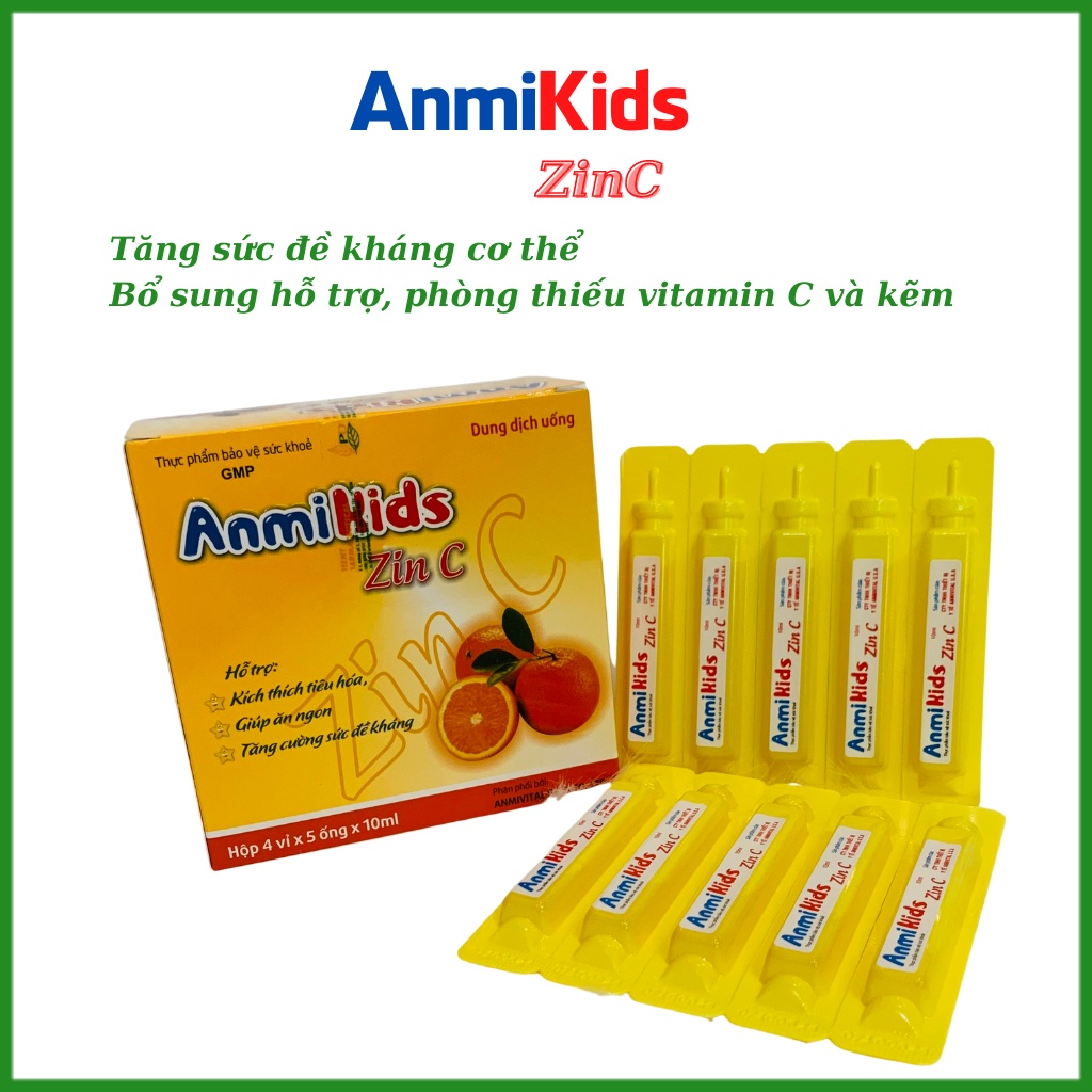 Ống uống bổ sung vitamin C và kẽm AnmiKids Zin C