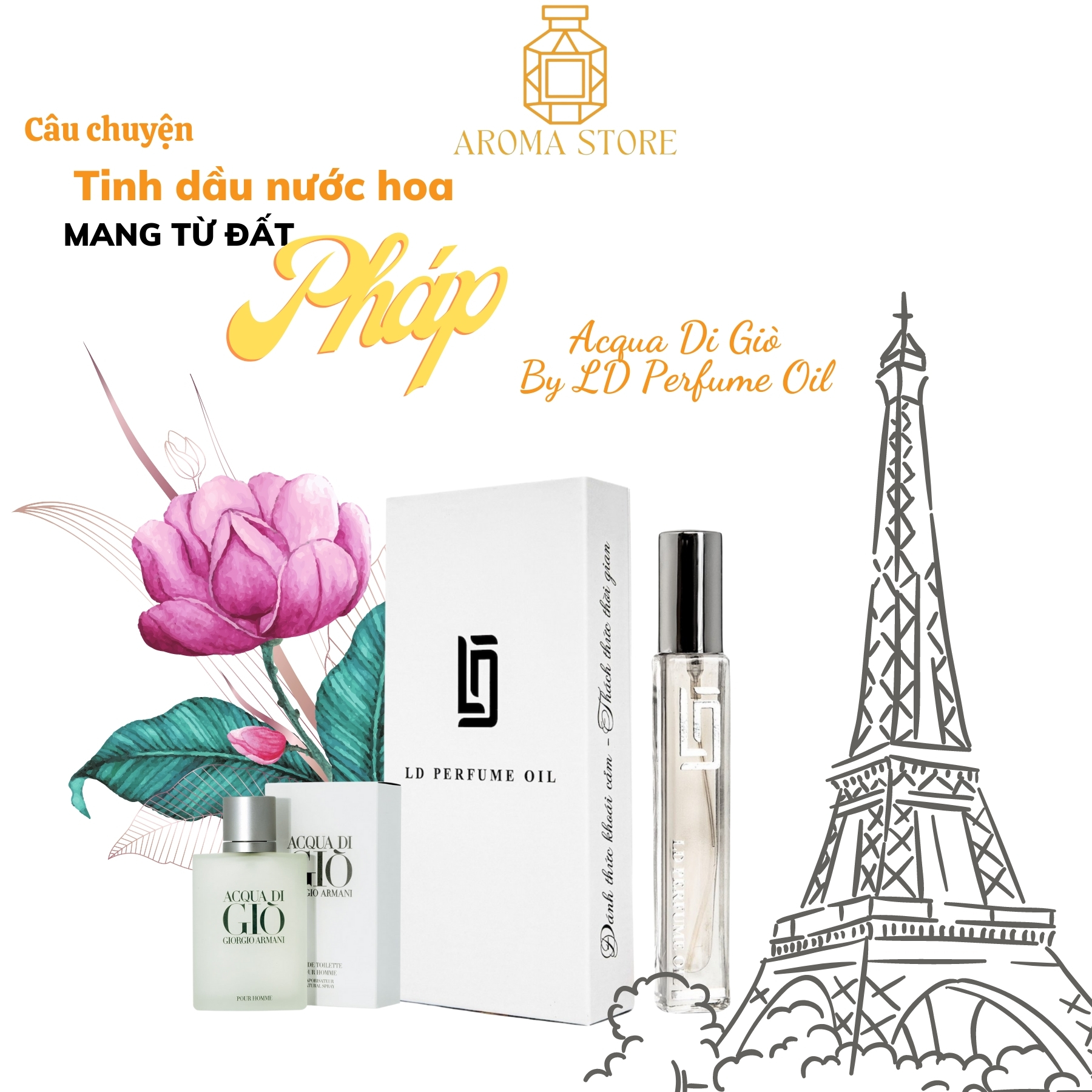 Tinh dầu nước hoa pháp ld perfume oil acqua di giò 12ml