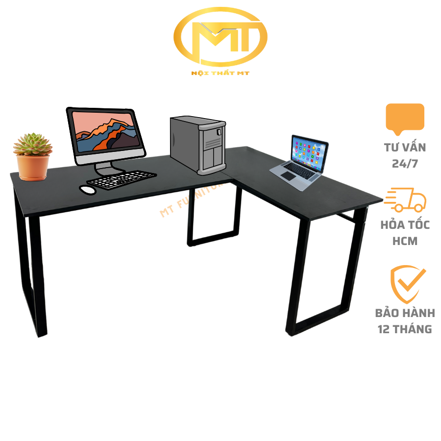 Bàn làm việc chữ L thiết kế mở rộng không gian, ít chiếm diện tích, Size 180x120cm |BH 12T|.