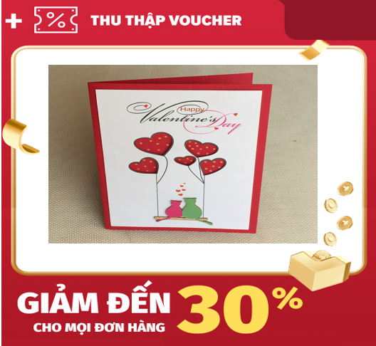 [HCM]Thiệp tình nhân 14-02  Thiệp Valentines (5 trái tim) VA