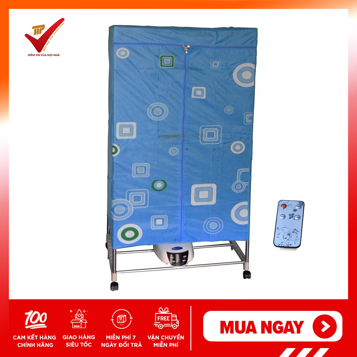 Tủ sấy quần áo cao cấp holtashi có điều khiển từ xa tc-6011 chính hãng bh 12 tháng