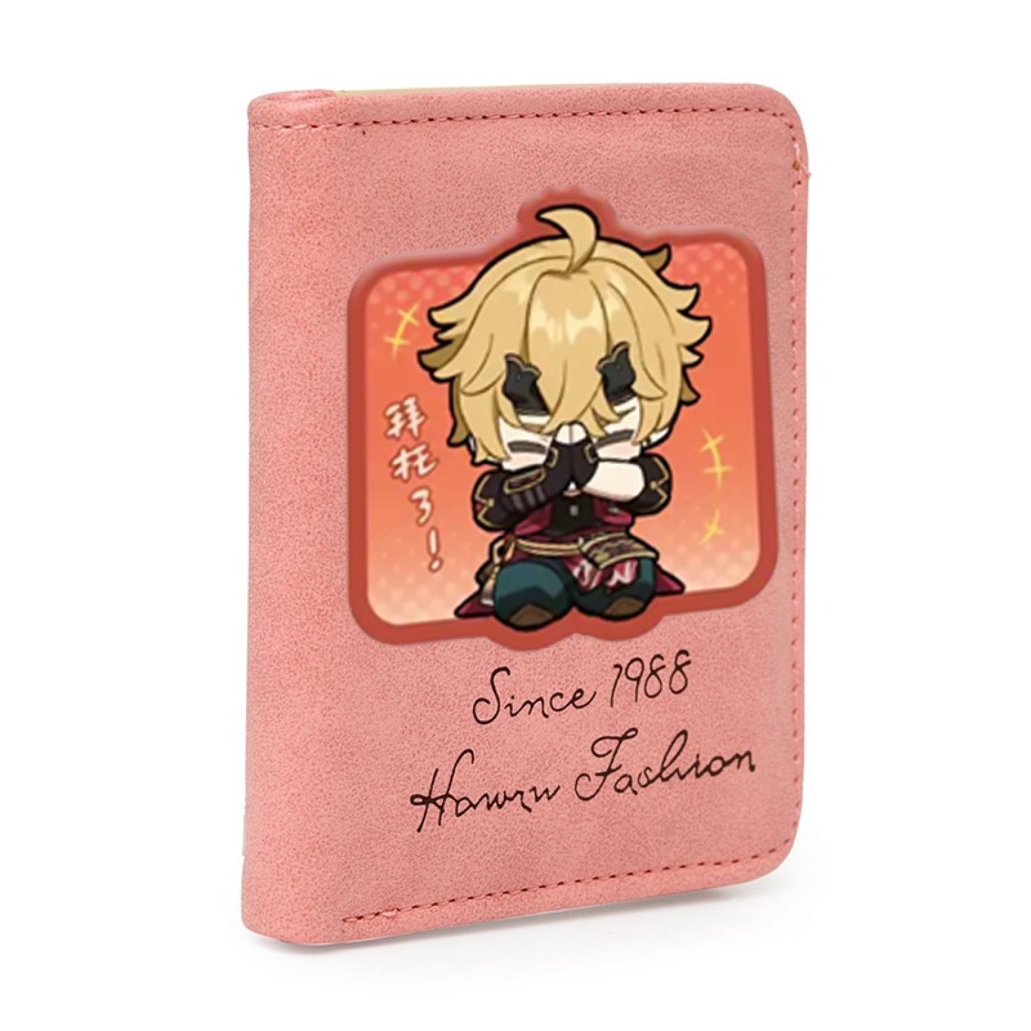 Ví ngắn đen hồng cầm tay in hình GENSHIN IMPACT ver CHỮ NHẬT CHIBI game tiện lợi anime chibi