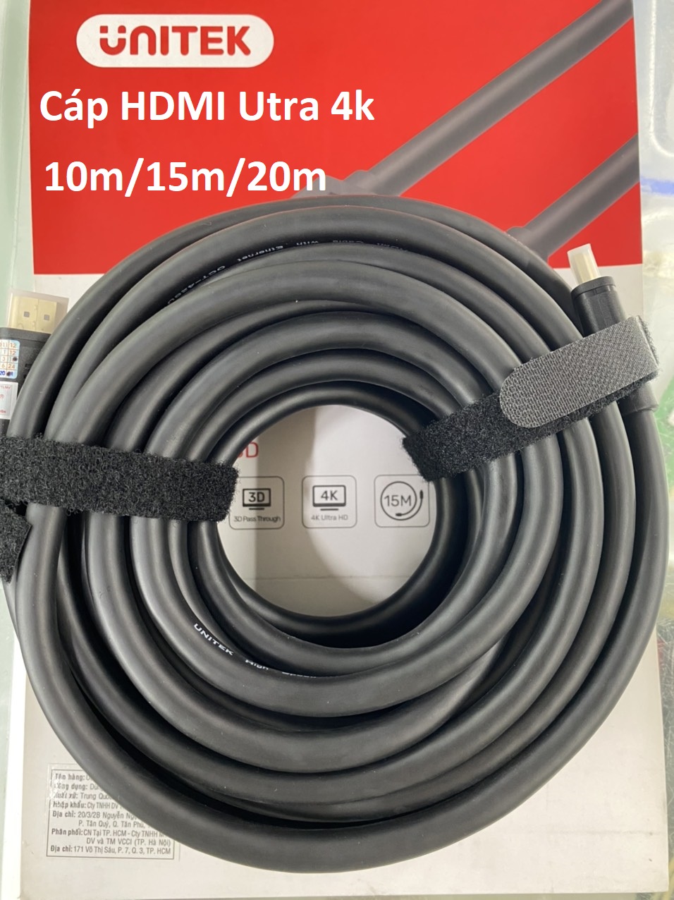 Cáp hdmi ultra 4k 3d unitek 10m/15m/20m- chống nhiễu cực tốt lõi đồng- hàng chính hãng