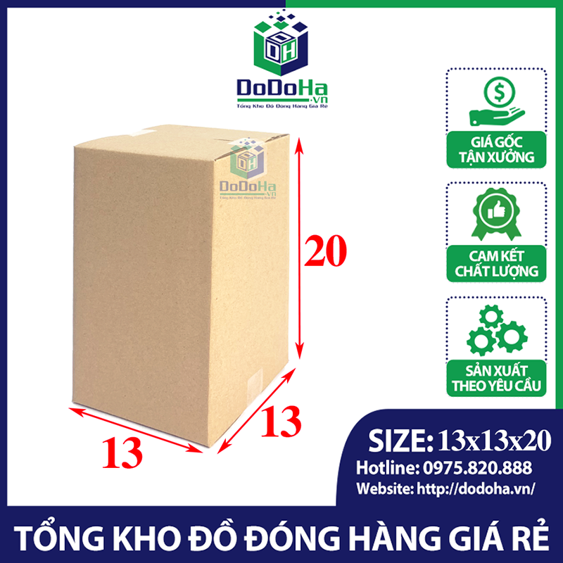 13x13x20 Thùng Giấy Carton Đóng Hàng Gia Dụng Giá Xưởng Ship Hỏa Tốc / 1 Hộp - Bao Bì Các Tông Dodoha