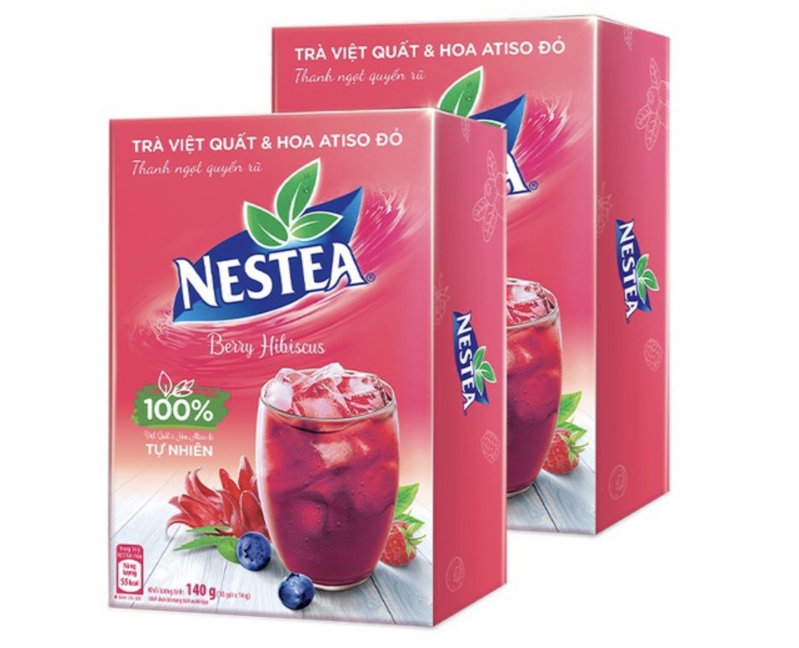 Combo 2 hộp trà việt quất và hoa atiso đỏ nestea hộp 10 gói x 14g