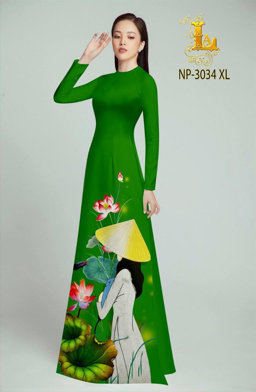 Vải áo dài tằm Ý in 3D hình hoa sen