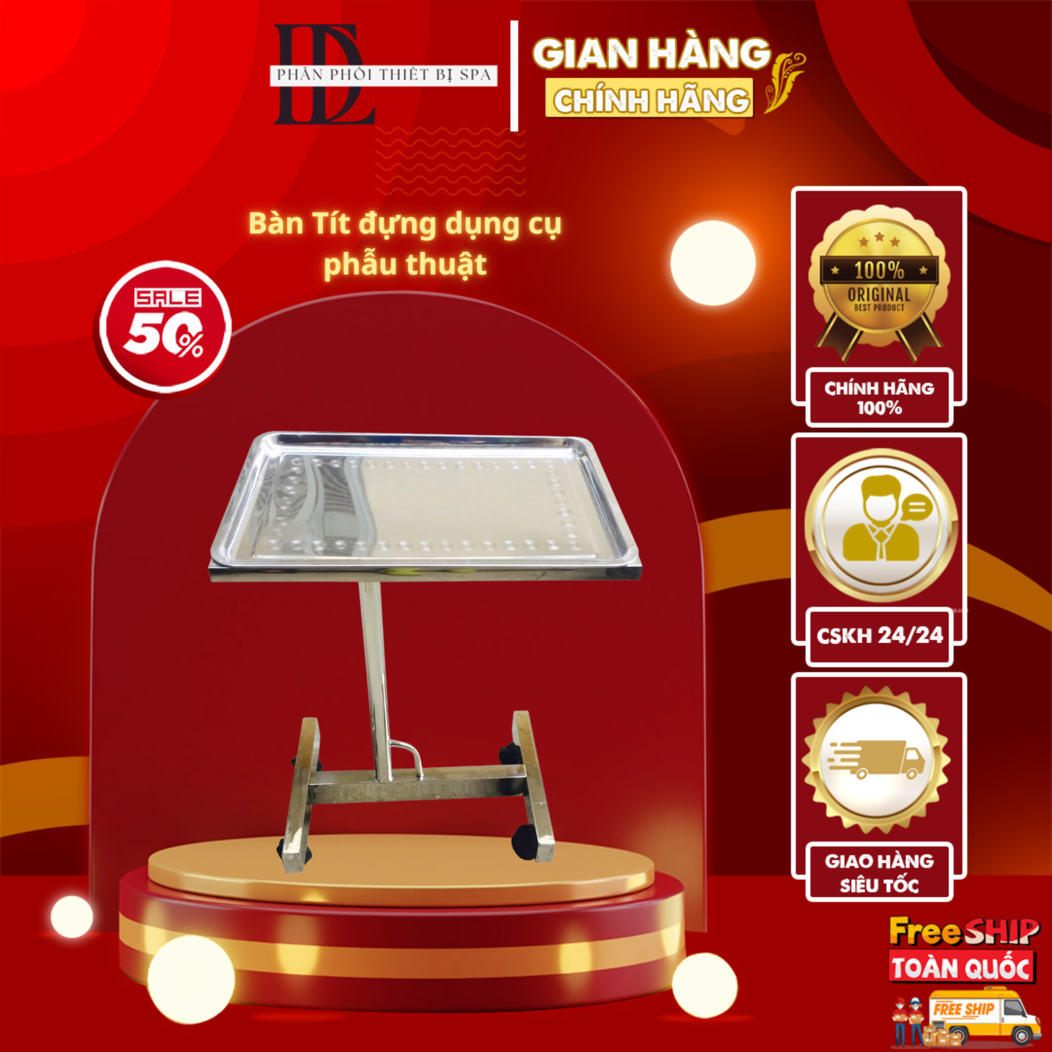 Bàn tít phẫu thuật đựng dụng cụ y tế spa - tmv