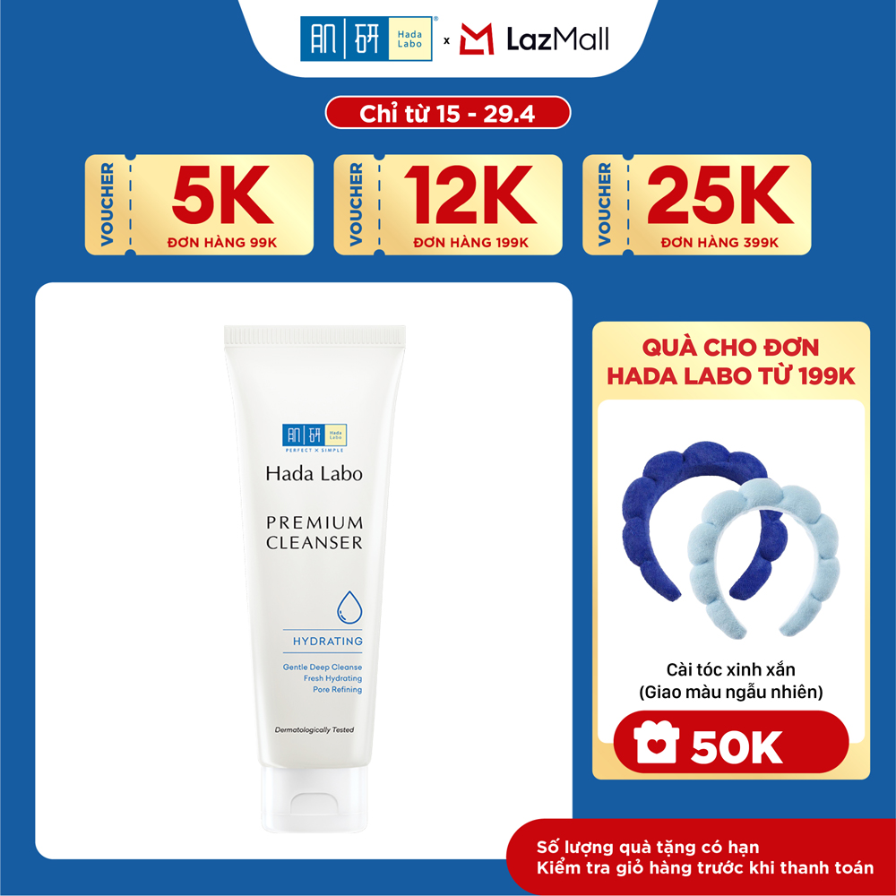 Sữa rửa mặt dưỡng ẩm cao cấp Hada Labo Premium Cleanser Hydrating 100g