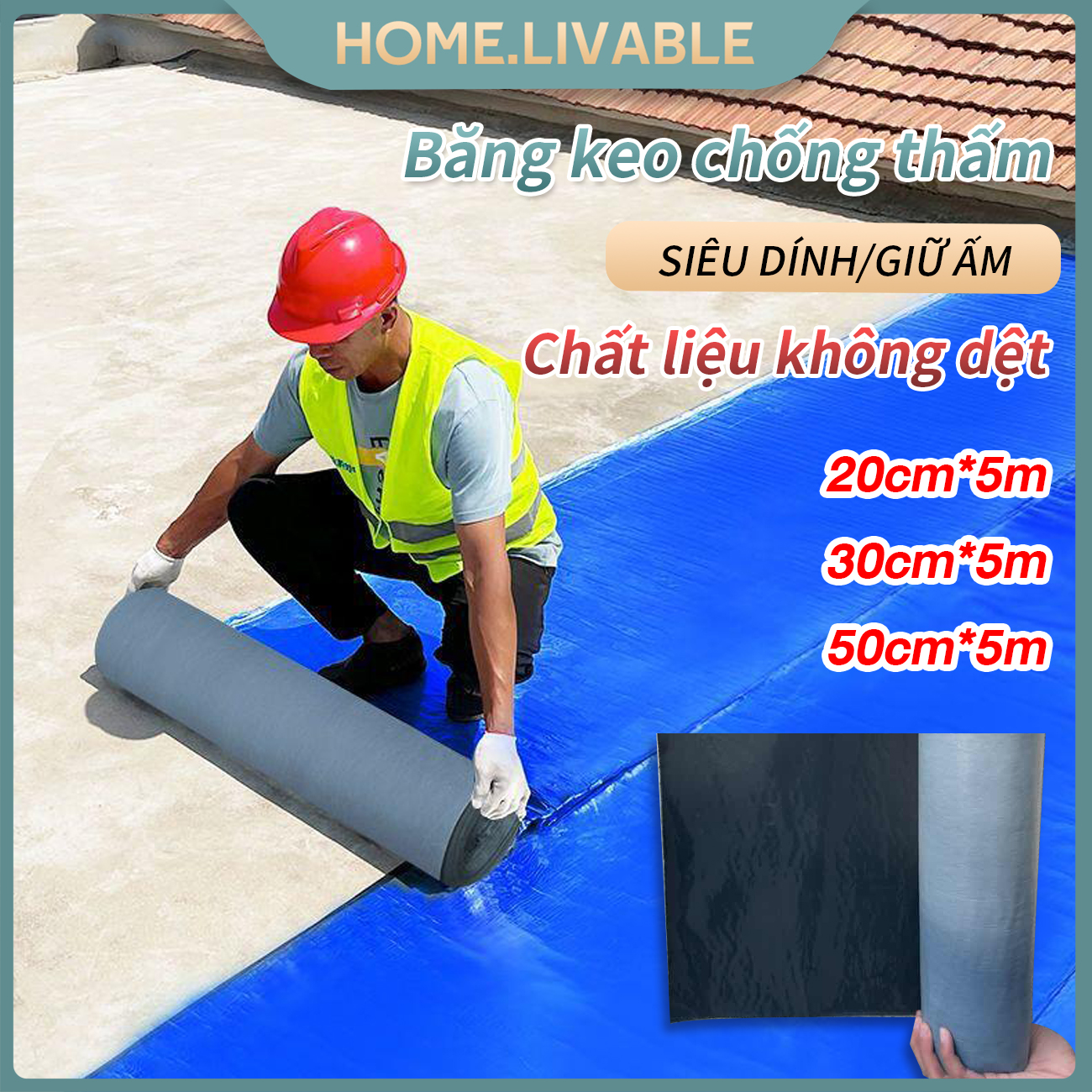 Màng chống thấm pvc cuộn 5 mét băng keo dán rộng 20cm/30cm/50cm miếng dán siêu dính miếng dán chống thấm nước