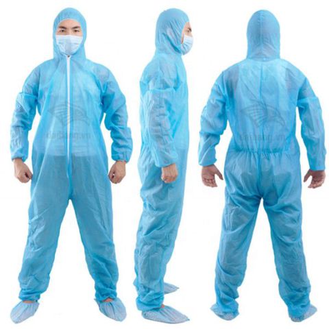 Quần áo phòng dịch quần áo chống dịch vải không dệt kháng khuẩn - Tặng kèm 01 đôi Bọc giầy vải không dệt kháng khuẩn