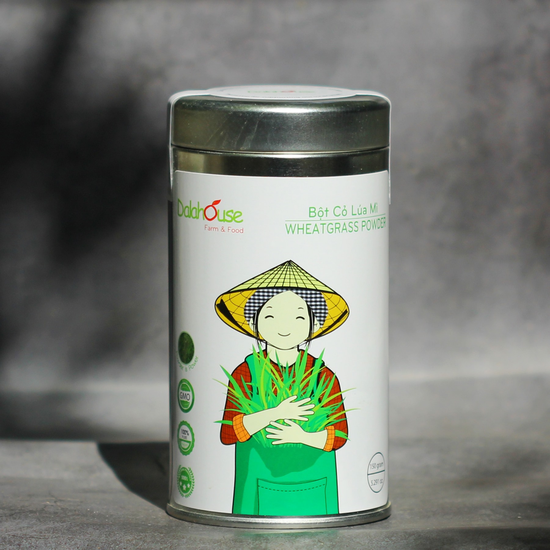 Bột cỏ lúa mì dalahouse lon thiếc 150 gram
