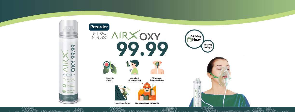 Bình oxy nhiệt đới - airx oxy 99.99+ mask thở oxy krystal mask