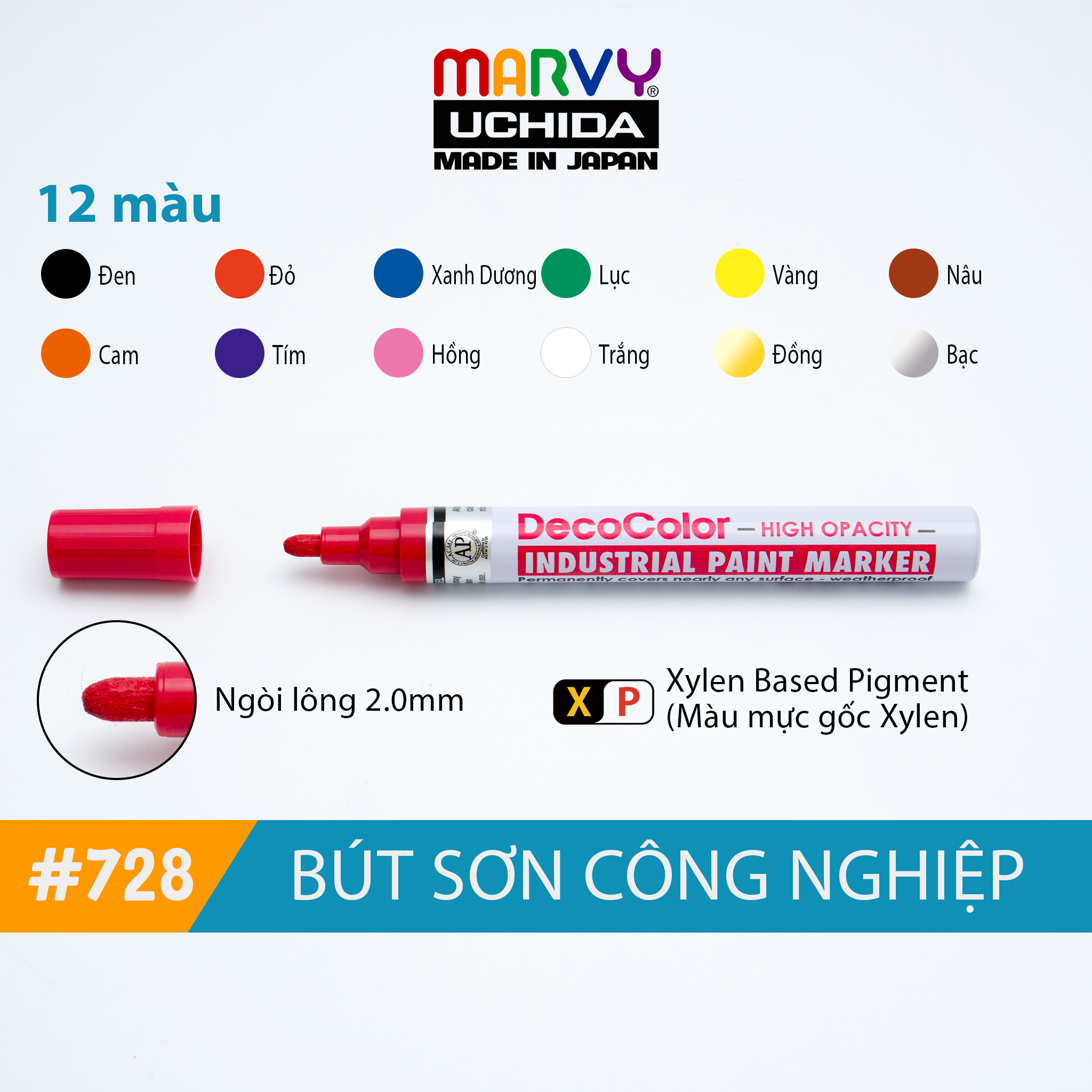 Bút sơn không phai marvy 728 ngòi 2mm