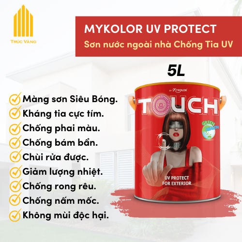 Sơn nước ngoài nhà Bóng chống tia cực tím Mykolor UV dung tích 5L (1040 MÀU)