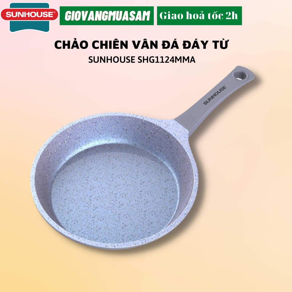 Chảo chiên siêu bền vân đá đáy từ sunhouse mama 24cm shg1124mma