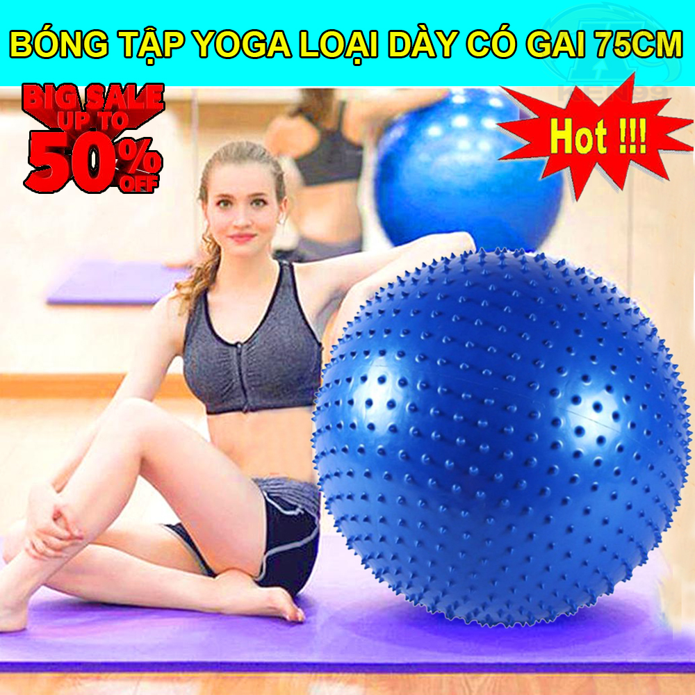 Bóng Tập Yoga Đẹp Chất Lượng, Bóng Tập Yoga Gai 75cm CTM Yoga &amp; Aerobic, Bóng tập yoga - Chất liệu cao su - Đàn Hồi Tốt, Bóng tập Yoga có gai massage và phân phối toàn quốc