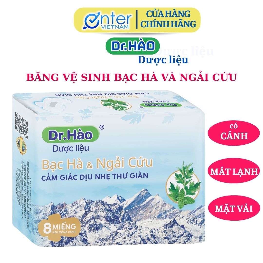   Hàng Chính Hãng  Băng Vệ Sinh DR.Hào dược liệu ban ngày 24cm,bạc hà mát lạnh,kiểm soát mùi 