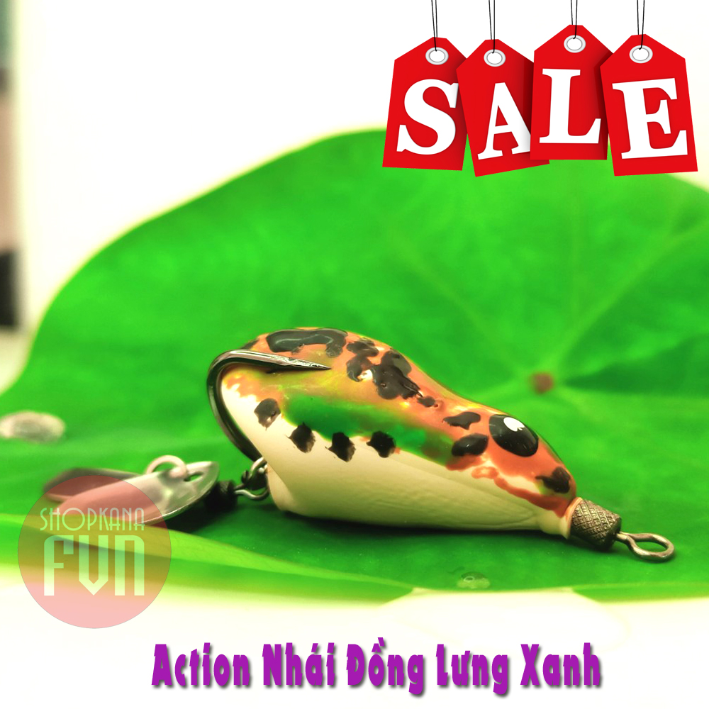 Mồi giả nhái hơi t1 độ, Action nhái đồng lưng xanh, cá thấy là táp