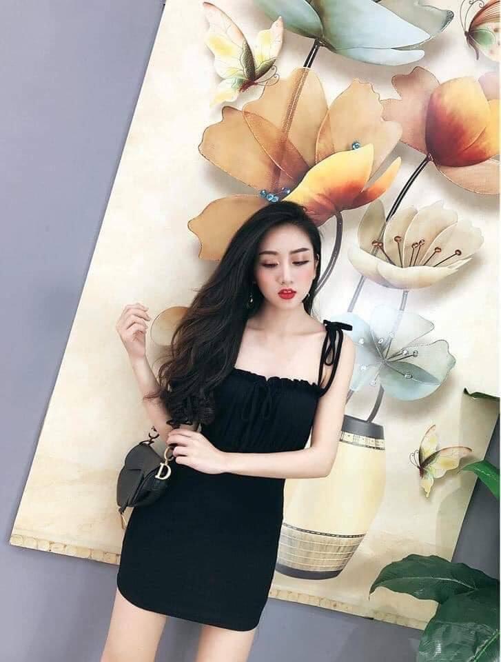 Đầm body 2 dây nhún ngực mẫu mới cực đẹp 2019