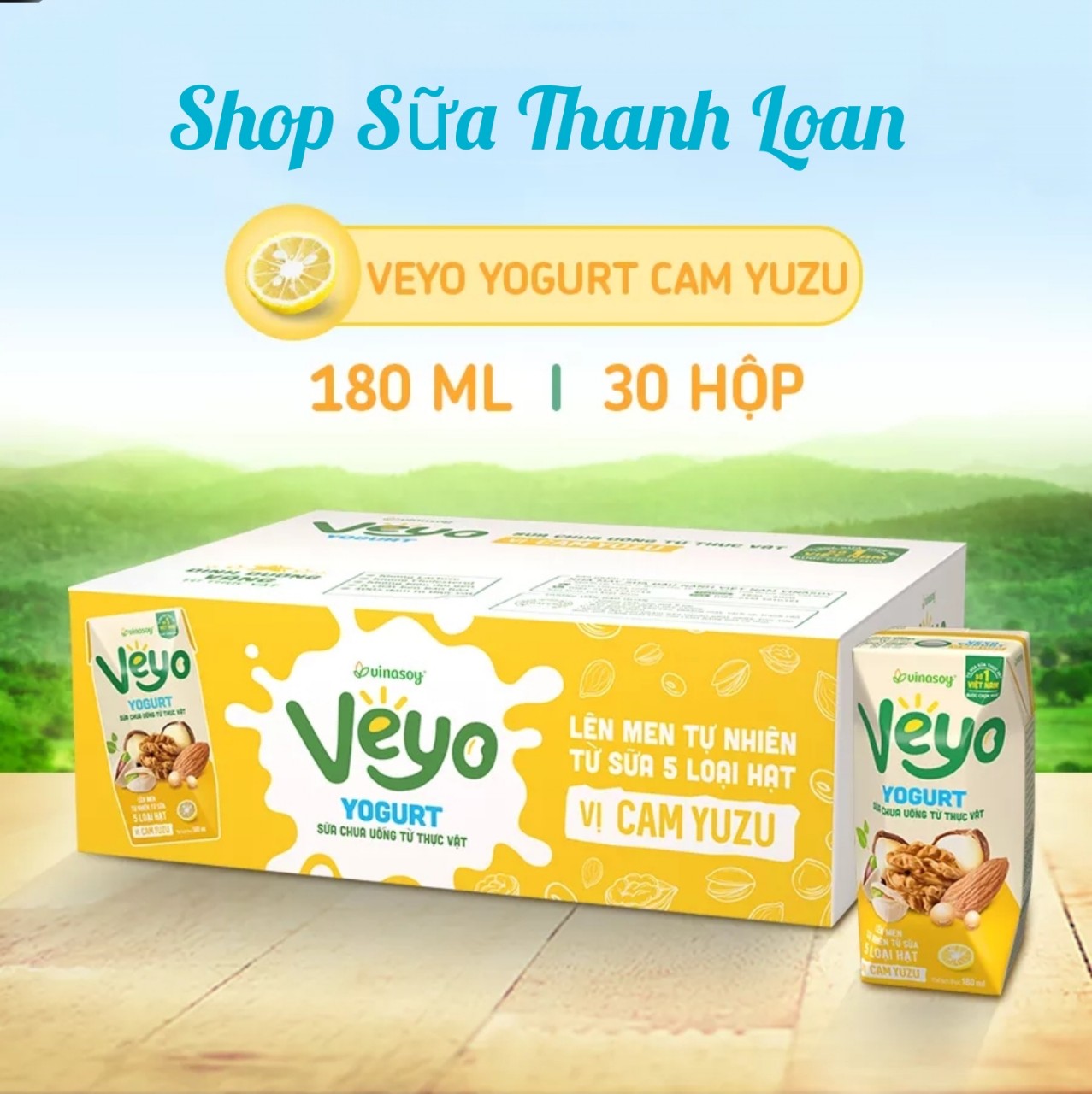 HSD T1-2024 Thùng 30 Hộp Sữa Chua Uống Từ Thực Vật Veyo Yogurt Vị Cam Yuzu